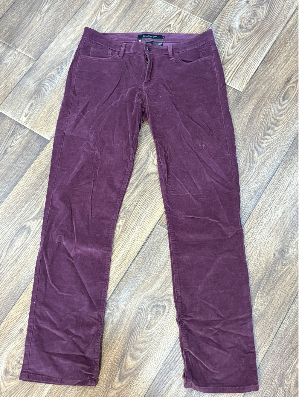 Calvin Klein Jeans Women's Straight Burgundy Corduroy Pants,